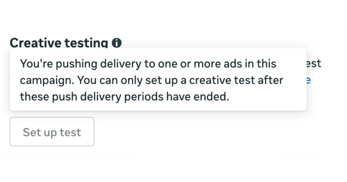 Botão Configurar teste bloqueado durante o empurrão de entrega