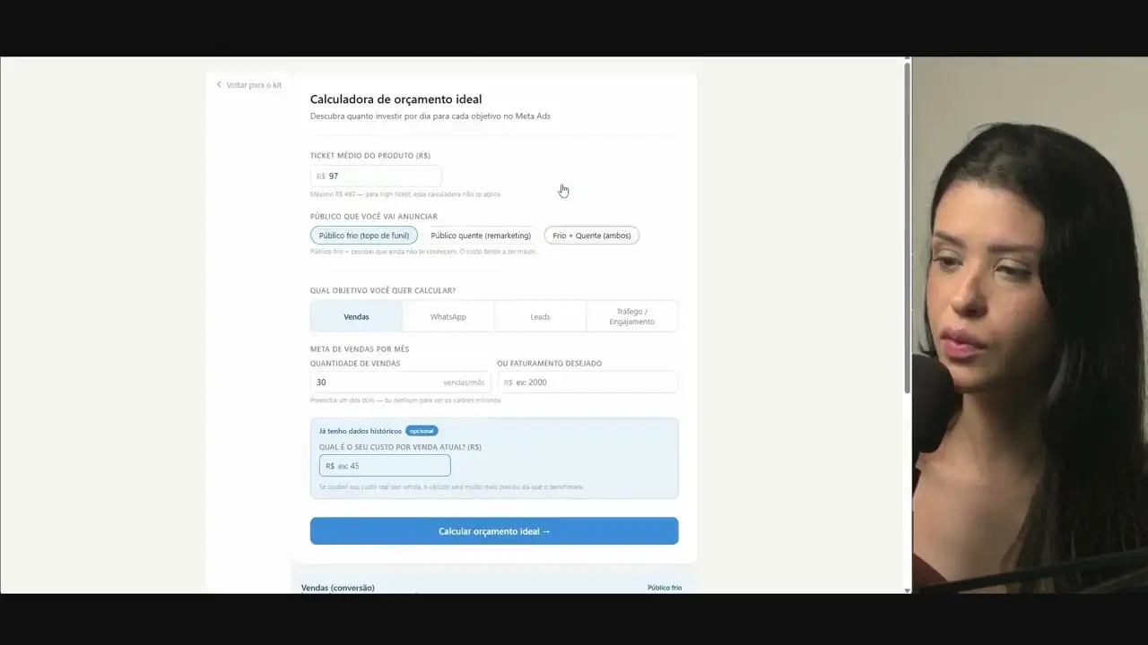 Aula em vídeo: Calculadora de orçamento ideal